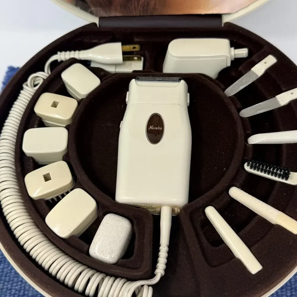Lady Norelco Home Beauty Salon Shaver/Manicure/Massage/Trim Set Case Tested VTG